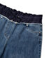 Kontrast elastik bel jean pantolon - IS1260018003089 - Mavi Jean Pantolon