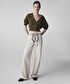 Fular kemerli wide leg jean pantolon - IS1260018020023 - Bej Jean Pantolon
