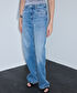 Hotfix baskılı wide leg jean pantolon - IS1260018040629 - İndigo Jean Pantolon