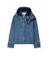 Kontrast kapüşonlu denim gömlek - IS1260025105089 - Mavi Gömlek
