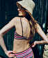 Çizgili triko bikini seti - IS1260038011007 - Açık Kahverengi Bikini