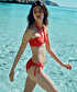 Karma aksesuarlı büzgülü bikini seti - IS1260038018034 - Kırmızı Bikini