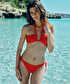 Karma aksesuarlı büzgülü bikini seti - IS1260038018034 - Kırmızı Bikini
