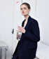 Kontrast dikişli kruvaze blazer - IS1260106018015 - Lacivert Blazer