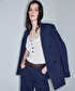 Kontrast dikişli kruvaze blazer - IS1260106018015 - Lacivert Blazer