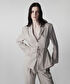 Çizgi jakarlı kuşaklı blazer - IS1260106024003 - Natürel Blazer