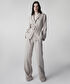 Çizgi jakarlı kuşaklı blazer - IS1260106024003 - Natürel Blazer