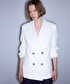 Kontrast düğmeli kruvaze blazer - IS1260106063018 - Ekru Blazer