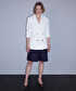 Kontrast düğmeli kruvaze blazer - IS1260106063018 - Ekru Blazer