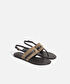 Metal tokalı monogram jakarlı sandalet - I00000033004023 - Bej Sandalet