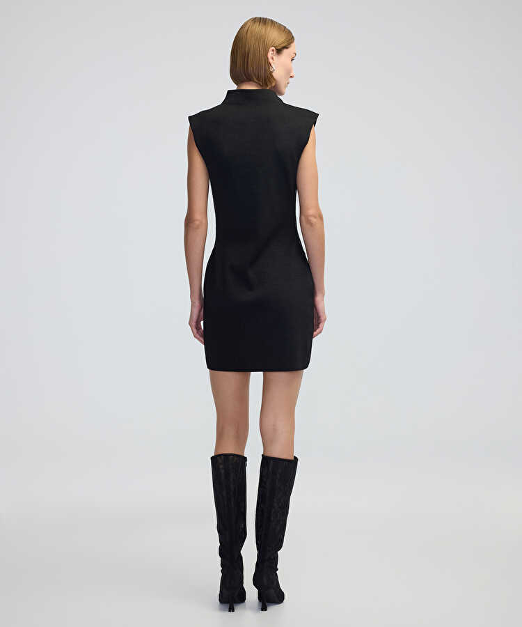 Triko mini elbise - IW6240002299001 - Siyah Elbise