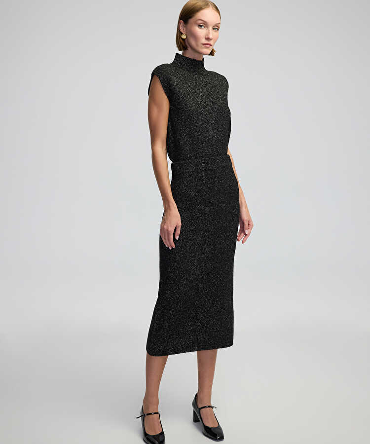 Lurex iplikli etek - IW6240004147001 - Siyah Etek