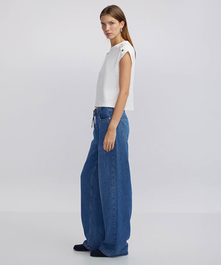Mavi Belden bağlamalı wide leg fit jean pantolon IW6240018009629