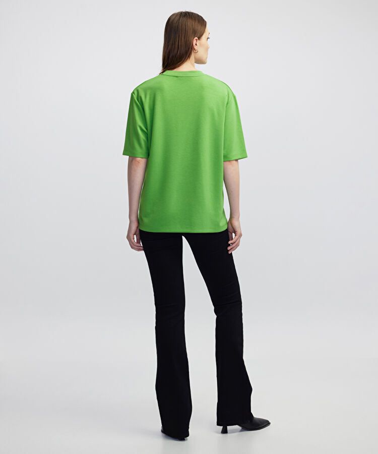 Yeşil Bisiklet yaka tişört IS1250070094070 | İpekyol