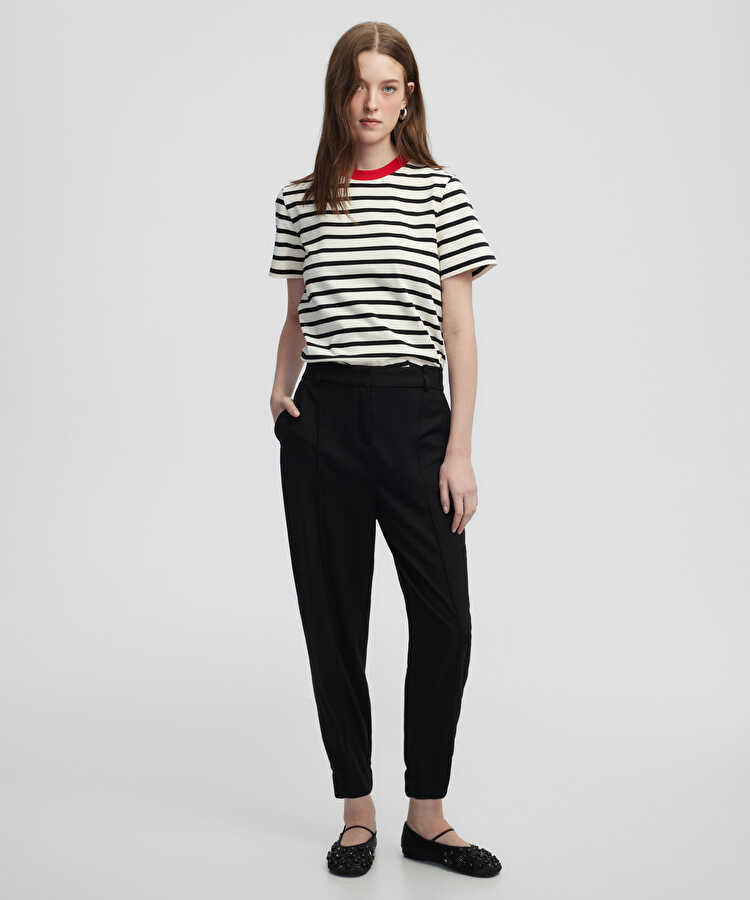 İnce kuşaklı jogger pantolon - IW6240003394001 - Siyah Pantolon