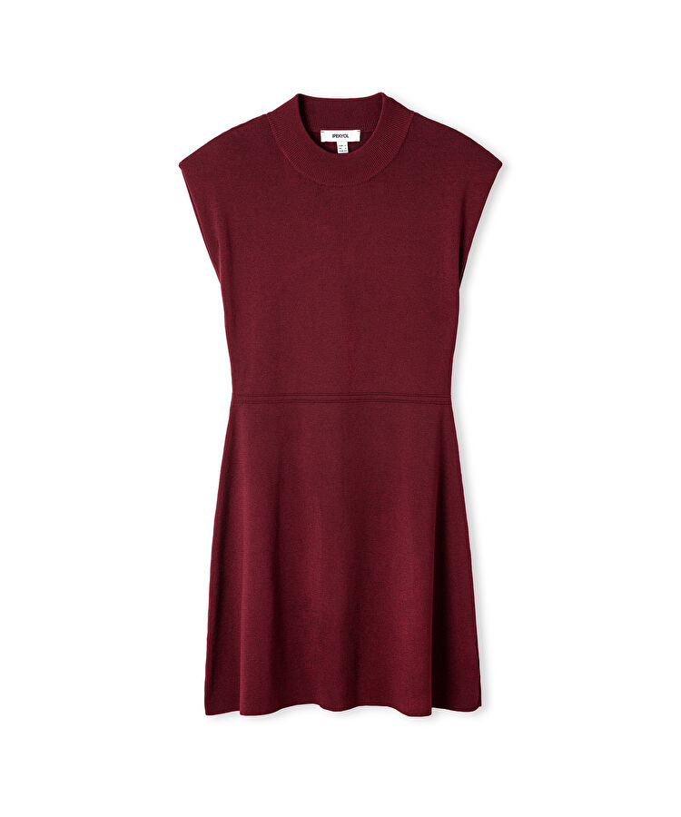 Sırt dekolteli triko elbise - IW6250002120035 - Bordo Elbise