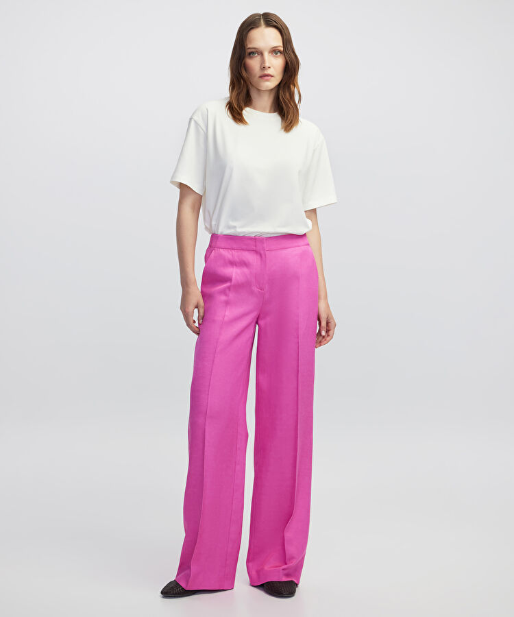 Wide leg fit pantolon - IW6250003093004 - Fuşya Pantolon