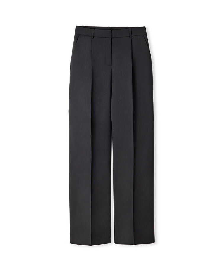 Pileli yün pantolon - IW6250003101001 - Siyah Pantolon