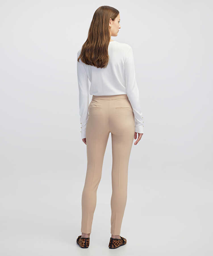 Yüksek bel skinny fit pantolon - IW6250003150003 - Natürel Pantolon