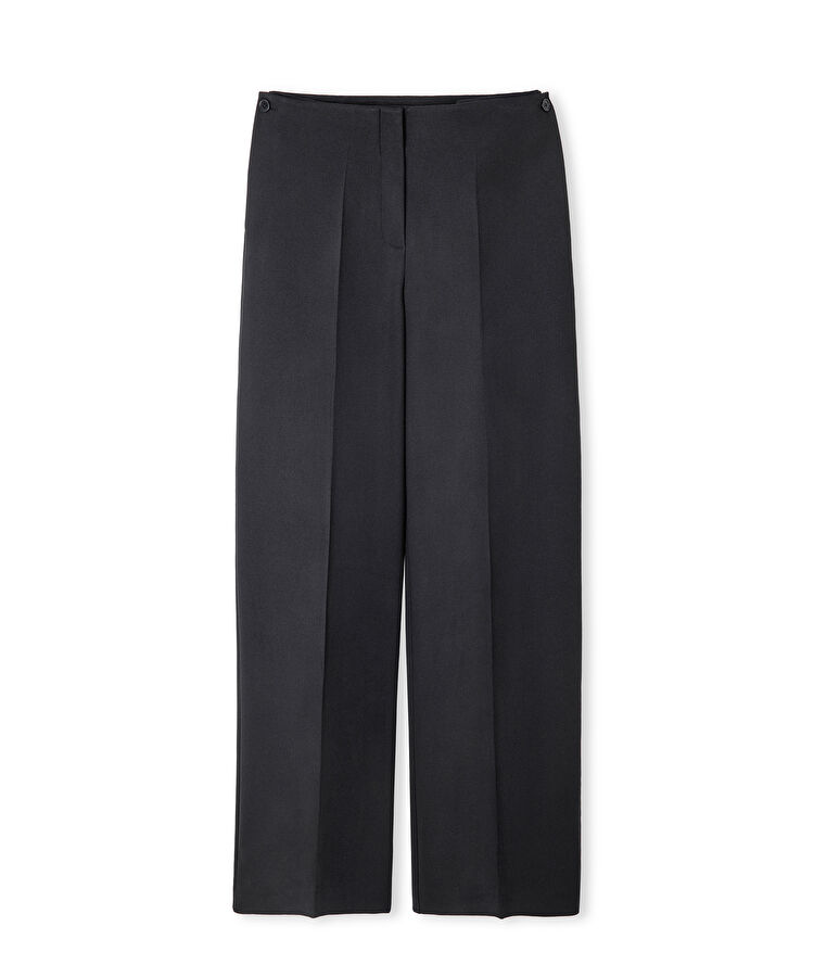 Düğmeli wide leg fit pantolon - IW6250003187001 - Siyah Pantolon
