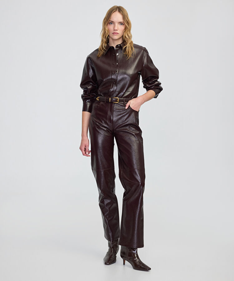 Rugan görünümlü pantolon - IW6250003199008 - Mürdüm Pantolon