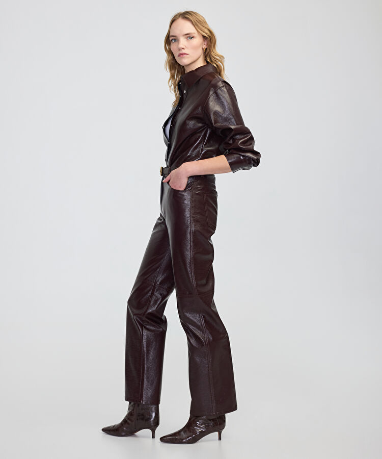Rugan görünümlü pantolon - IW6250003199008 - Mürdüm Pantolon
