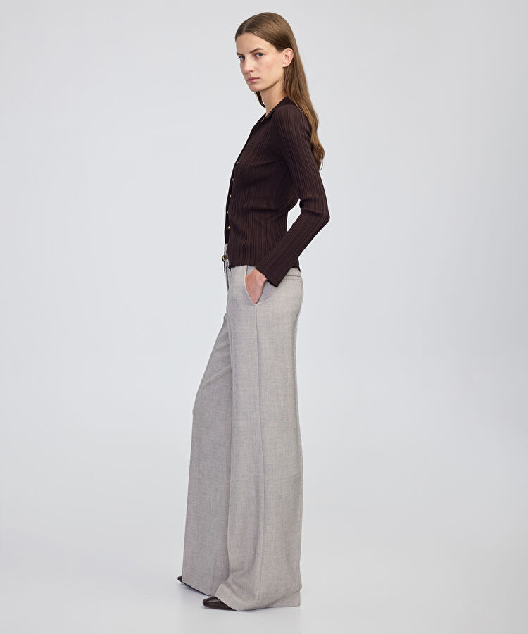 Wide leg fit kemerli pantolon - IW6250003228095 - Açık Bej Pantolon