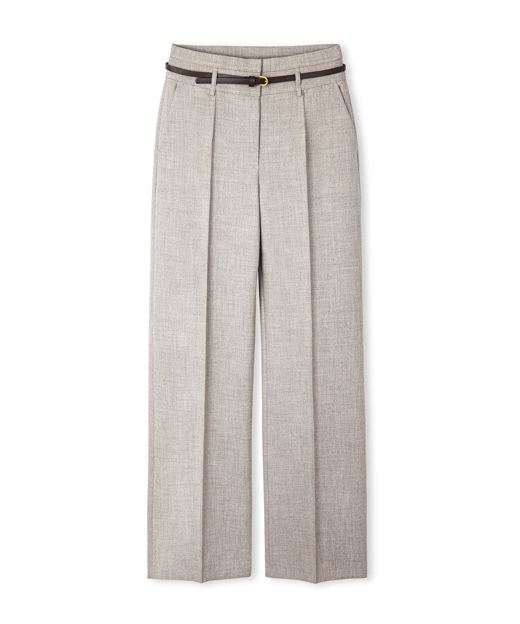 Wide leg fit kemerli pantolon - IW6250003228095 - Açık Bej Pantolon