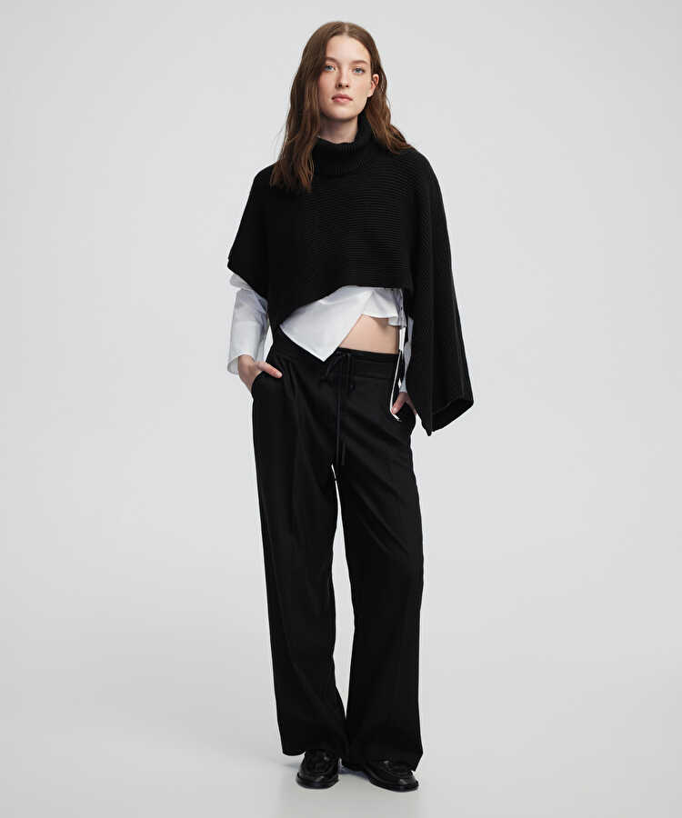 Çift kat bel pantolon - IW6250003348001 - Siyah Pantolon