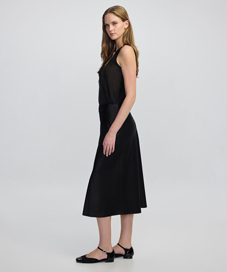 Saten midi etek - IW6250004063001 - Siyah Etek