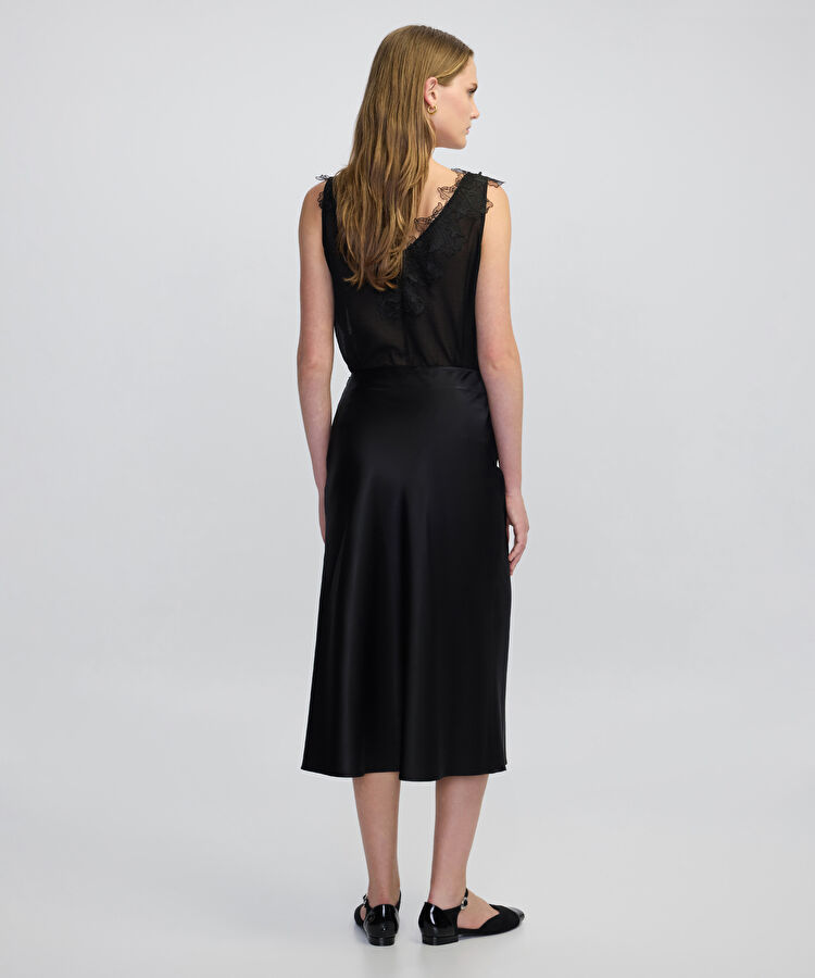 Saten midi etek - IW6250004063001 - Siyah Etek