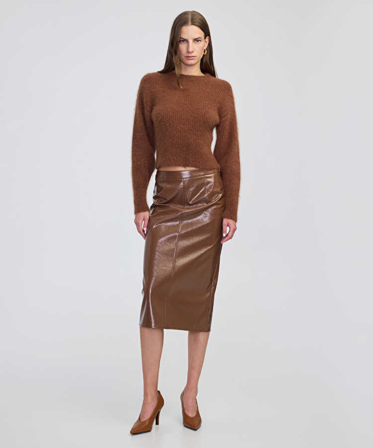 Rugan görünümlü midi etek - IW6250004144041 - Karamel Etek