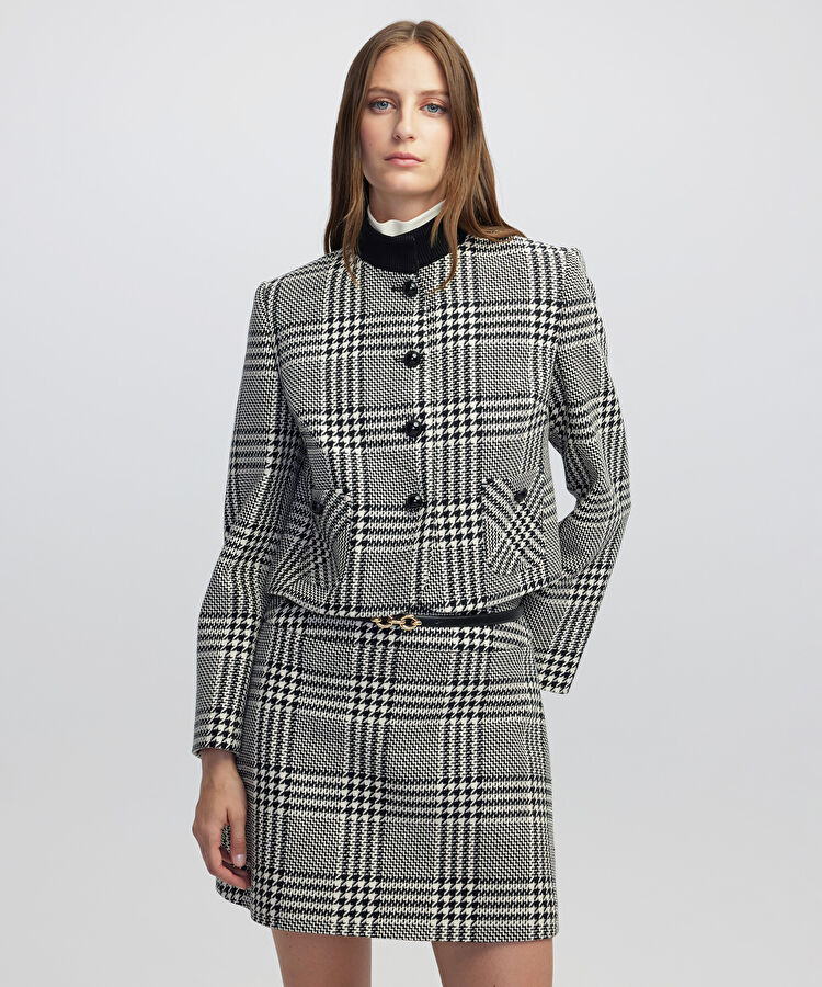 Ekose desen ceket - IW6250005056001 - Siyah Ceket