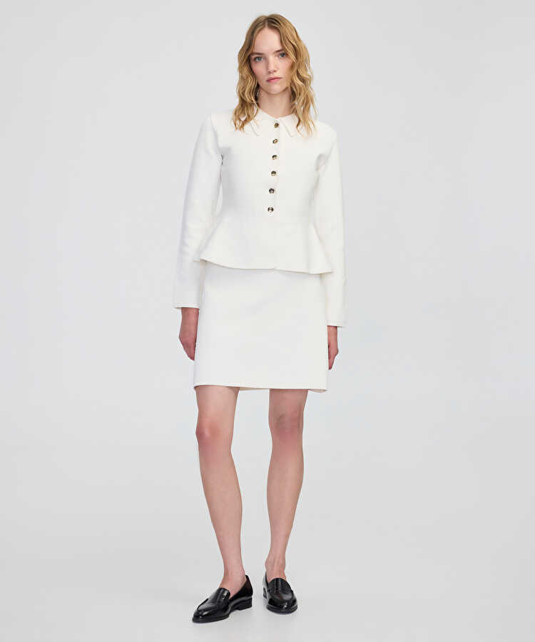 Peplum triko ceket - IW6250005106018 - Ekru Ceket