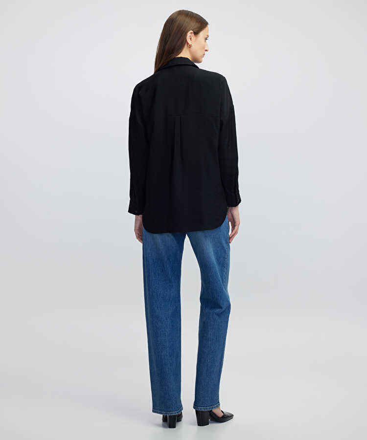 Gömlek yaka bluz - IW6250006060001 - Siyah Bluz