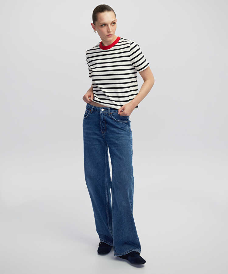 Palazzo fit jean pantolon  - IW6250018010AC7 - Koyu İndigo Jean Pantolon
