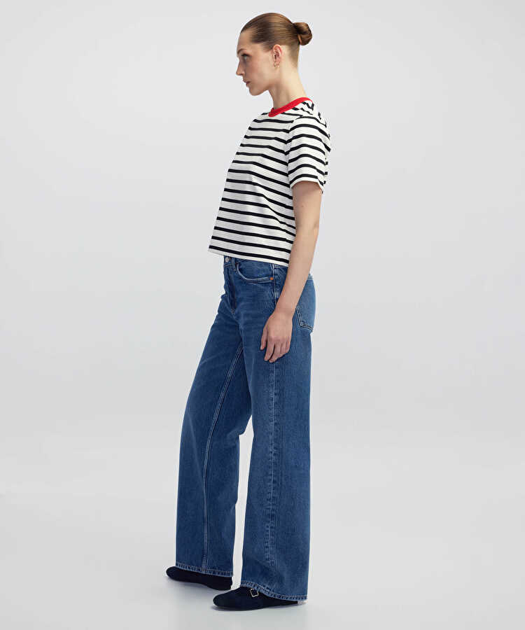 Palazzo fit jean pantolon  - IW6250018010AC7 - Koyu İndigo Jean Pantolon