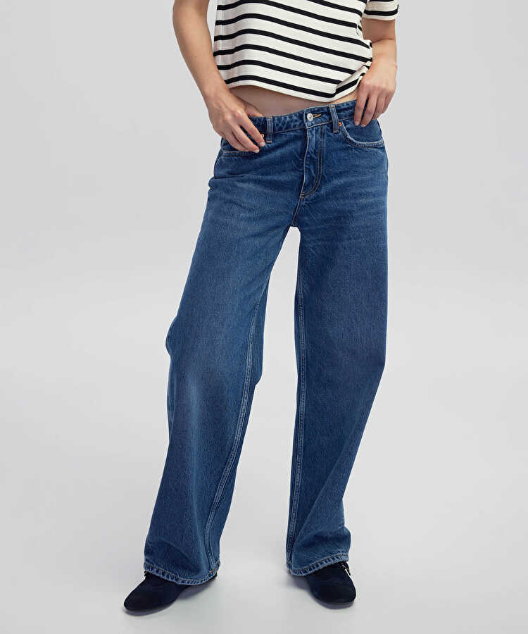 Palazzo fit jean pantolon  - IW6250018010AC7 - Koyu İndigo Jean Pantolon