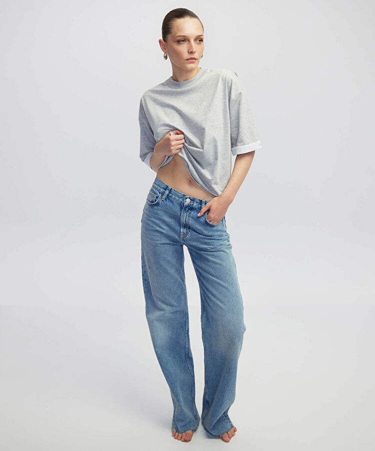 Wide leg fit jean pantolon - IW6250018015CC2 - Açık İndigo Jean Pantolon