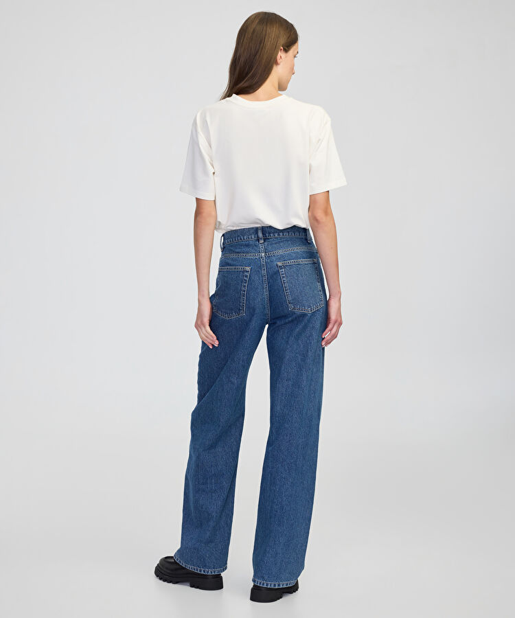Asimetrik bel baggy jean pantolon - IW6250018050629 - İndigo Jean Pantolon