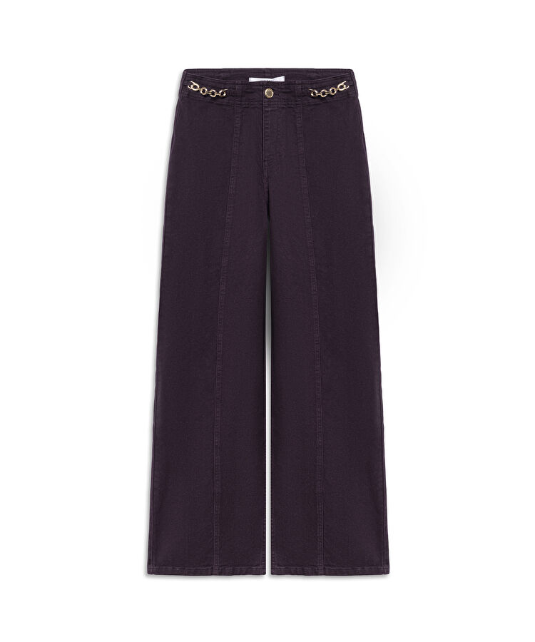 Zincir aksesuarlı jean pantolon - IW6250018079008 - Mürdüm Jean Pantolon