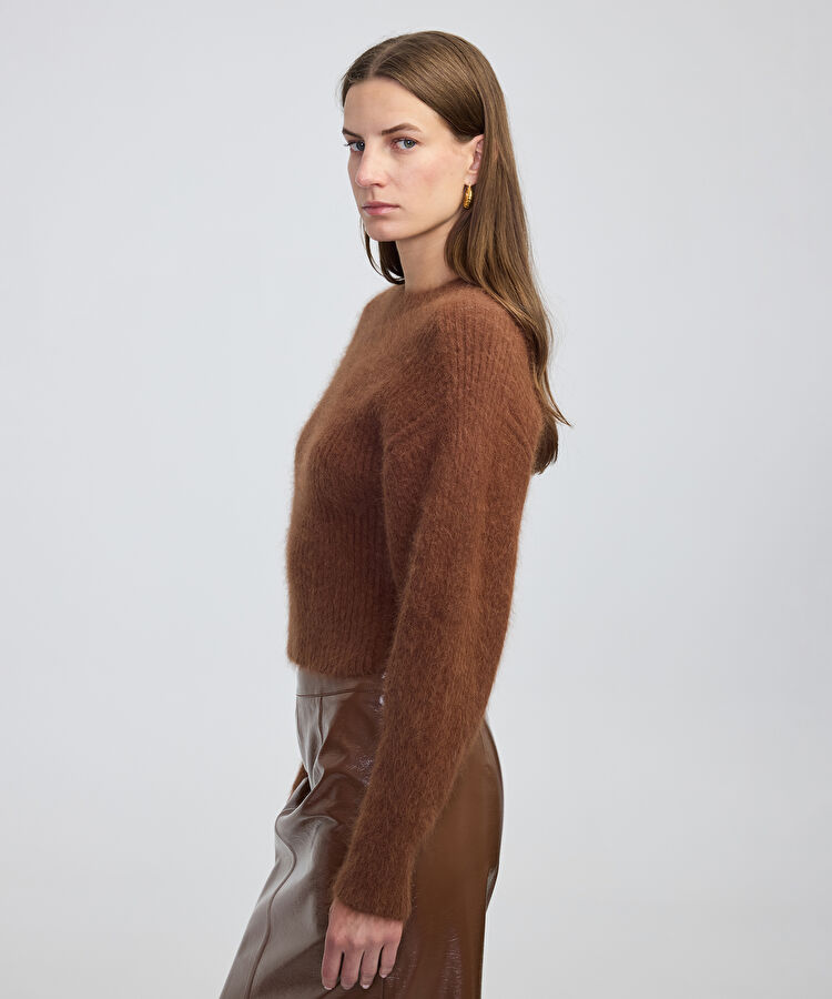 Bel vurgulu ribanalı triko - IW6250050434041 - Karamel Triko