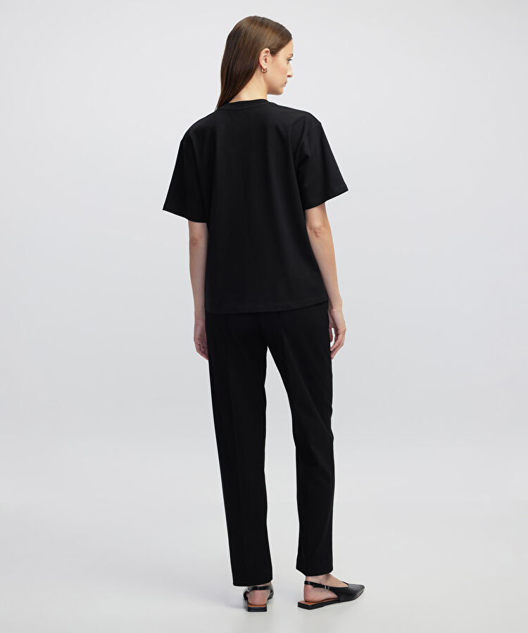 Bisiklet yaka basic tişört - IW6250070080001 - Siyah Tişört