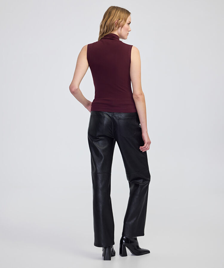 Yüksek yaka basic tişört - IW6250070128035 - Bordo Tişört