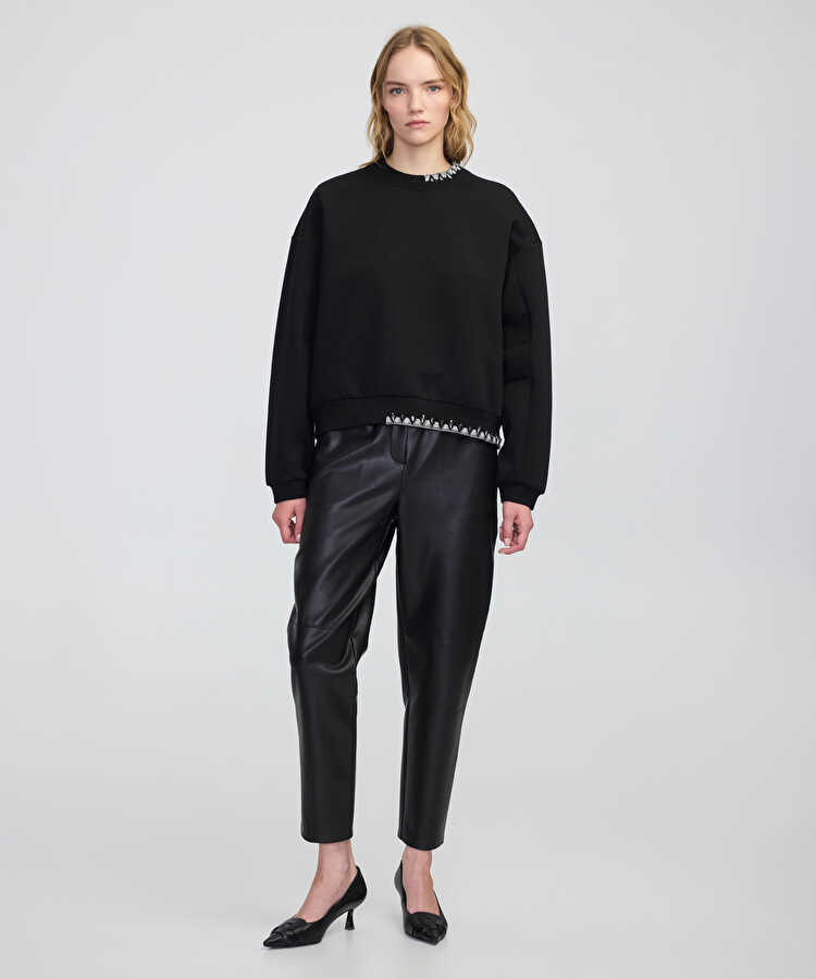 İşlemeli sweatshirt - IW6250091054001 - Siyah Sweatshirt