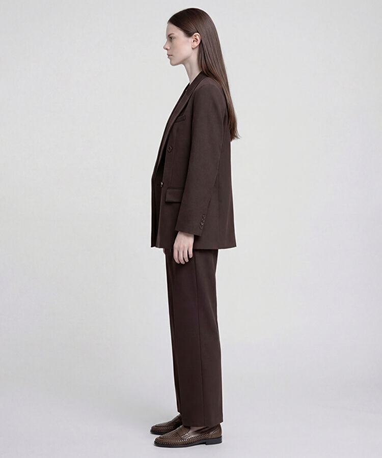 Vatkalı kruvaze blazer - IW6250106022074 - Kahverengi Blazer