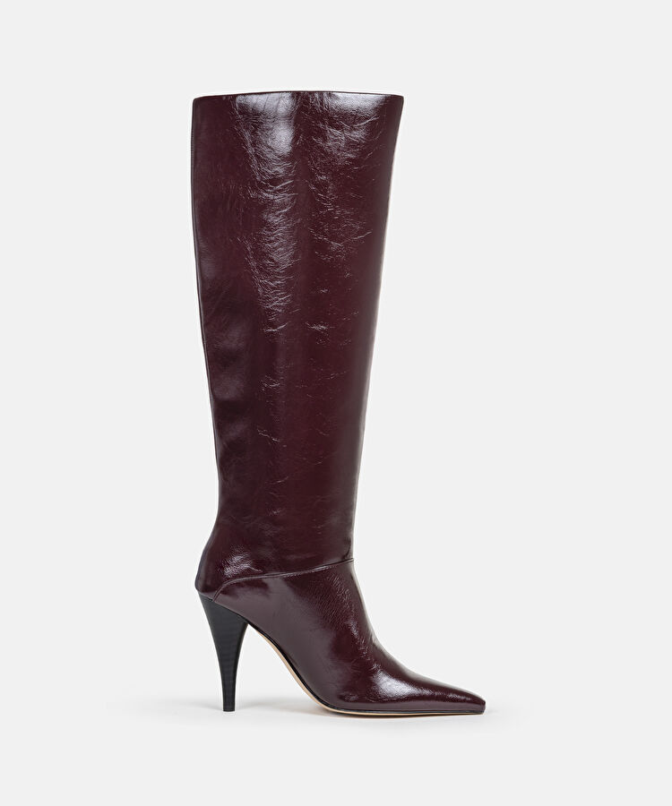 Topuklu sivri burun çizme - IW6250035013035 - Bordo Çizme
