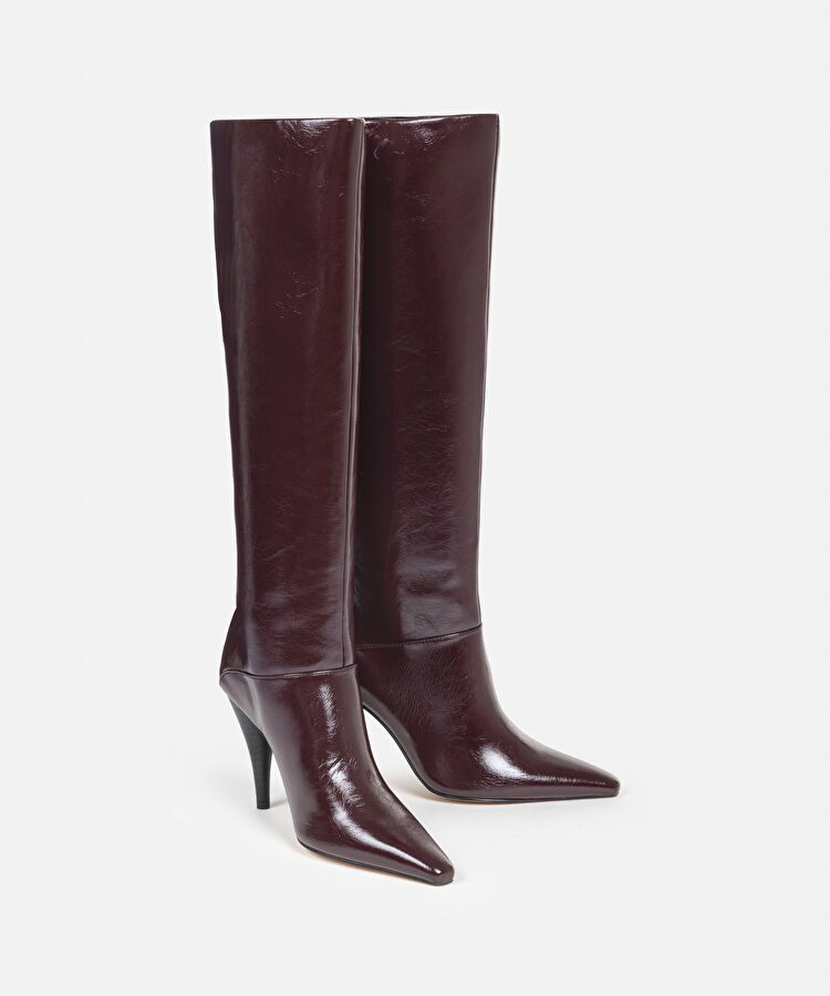 Topuklu sivri burun çizme - IW6250035013035 - Bordo Çizme