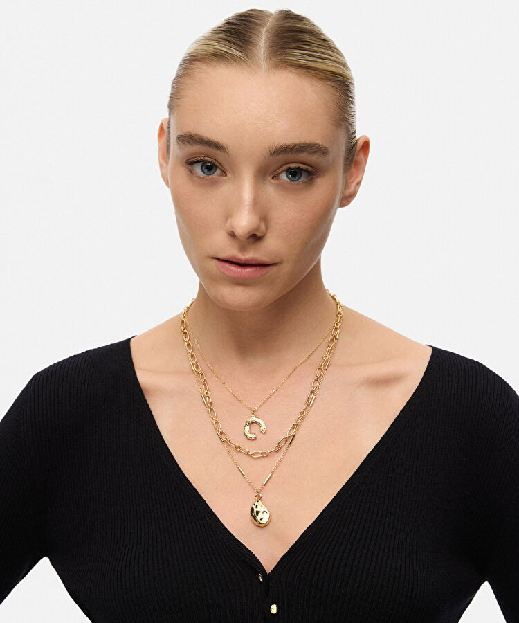 Altın Karma uçlu zincir kolye seti IW6250051005265 | İpekyol