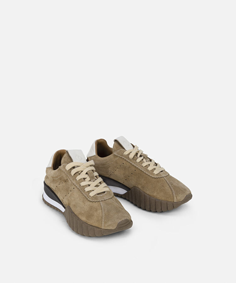 %100 deri colorblock sneaker - IW6250062002023 - Bej Sneaker